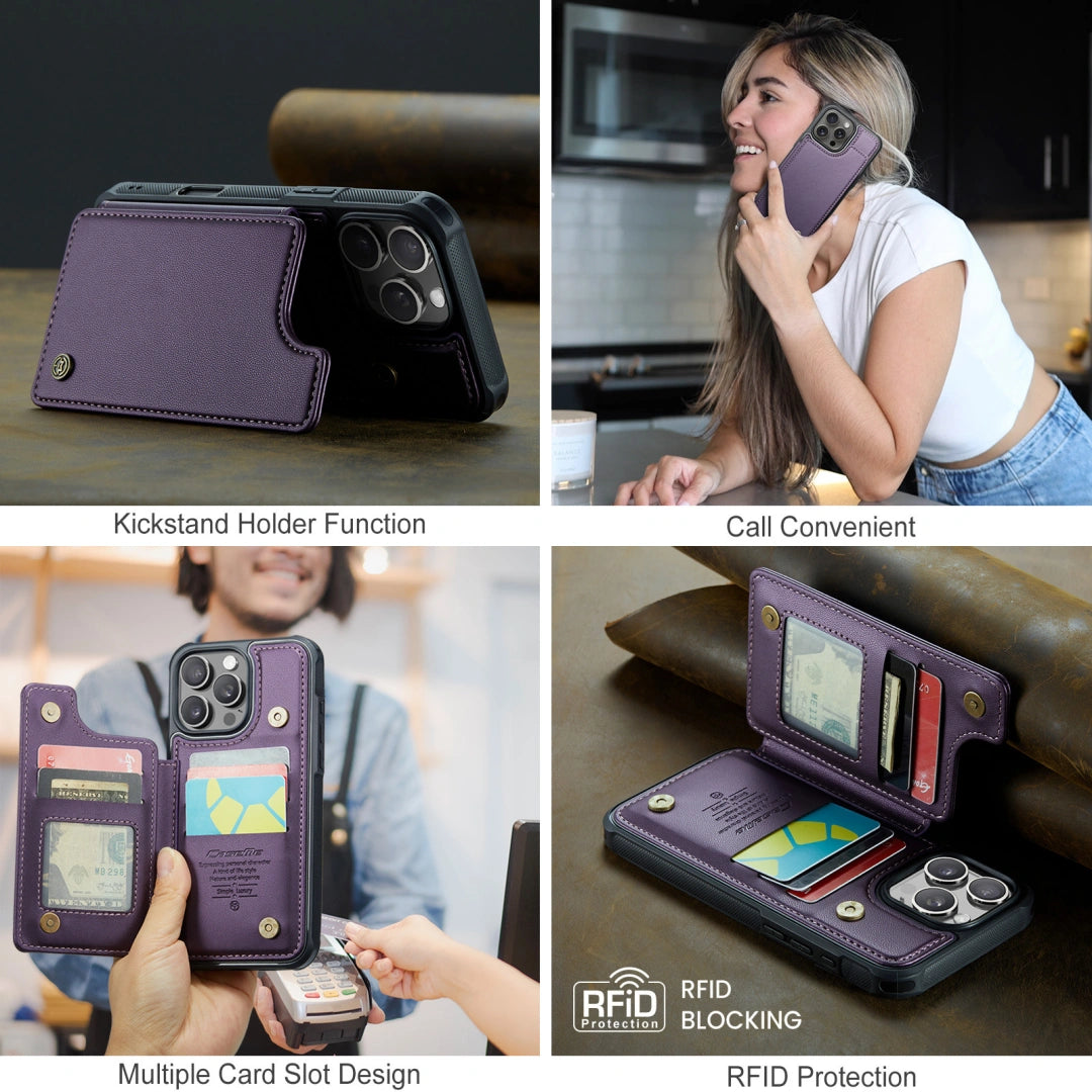 Ameigas Leather Flip Wallet Case — Card Slot & Stand Design