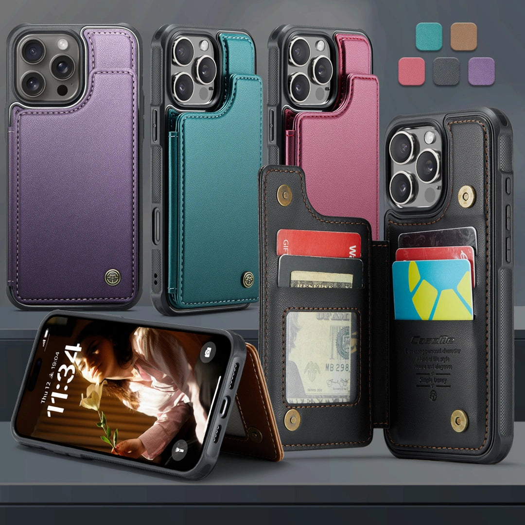 Ameigas Leather Flip Wallet Case — Card Slot & Stand Design