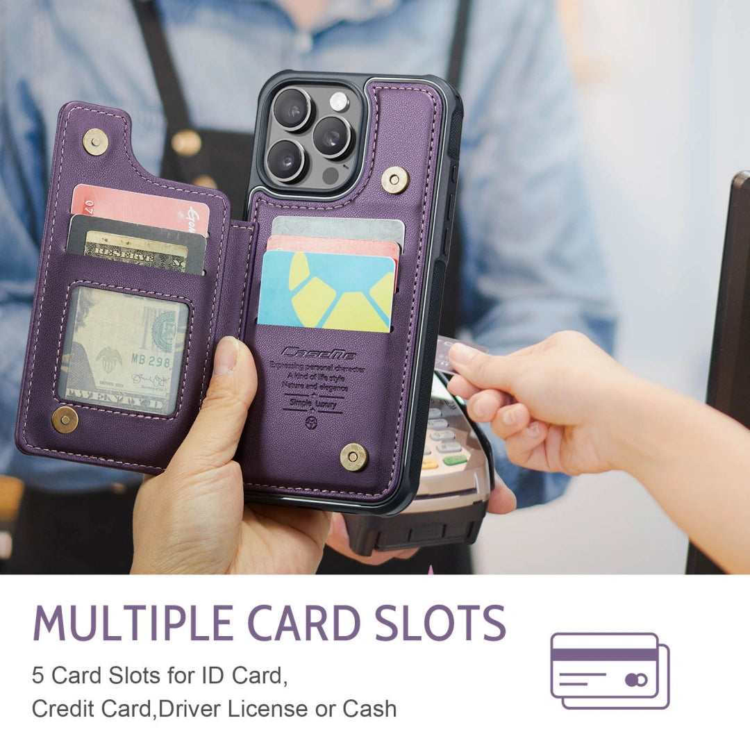 Ameigas Leather Flip Wallet Case — Card Slot & Stand Design