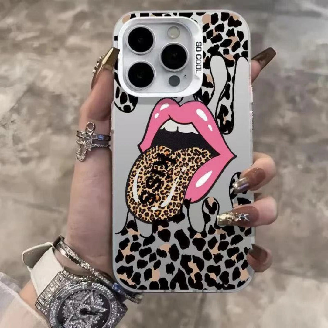 Ameigas Leopard Tongue Electroplated iPhone Case for iPhone 17 Pro Max