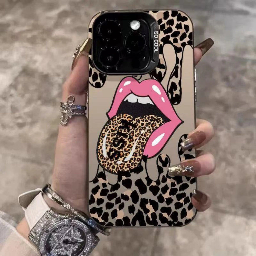 Ameigas Leopard Tongue Electroplated iPhone Case for iPhone 17 Pro Max