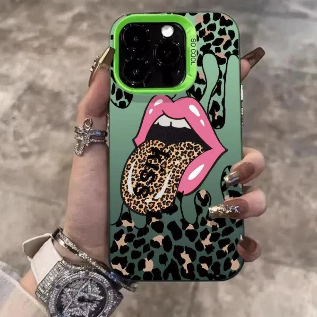 Ameigas Leopard Tongue Electroplated iPhone Case for iPhone 17 Pro Max