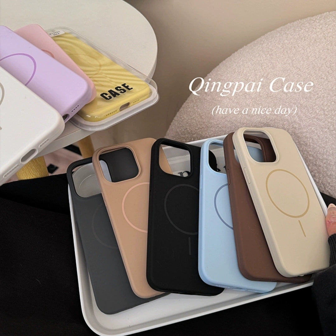 Ameigas MagSafe Liquid Silicone iPhone Case – Solid Color, Slim Shockproof Soft Cover