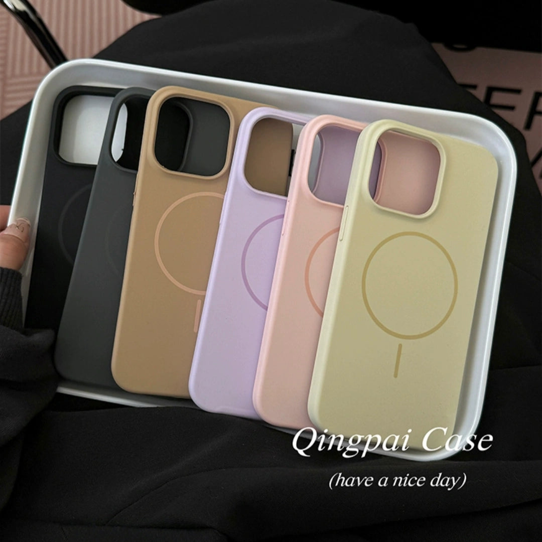 Ameigas MagSafe Liquid Silicone iPhone Case – Solid Color, Slim Shockproof Soft Cover