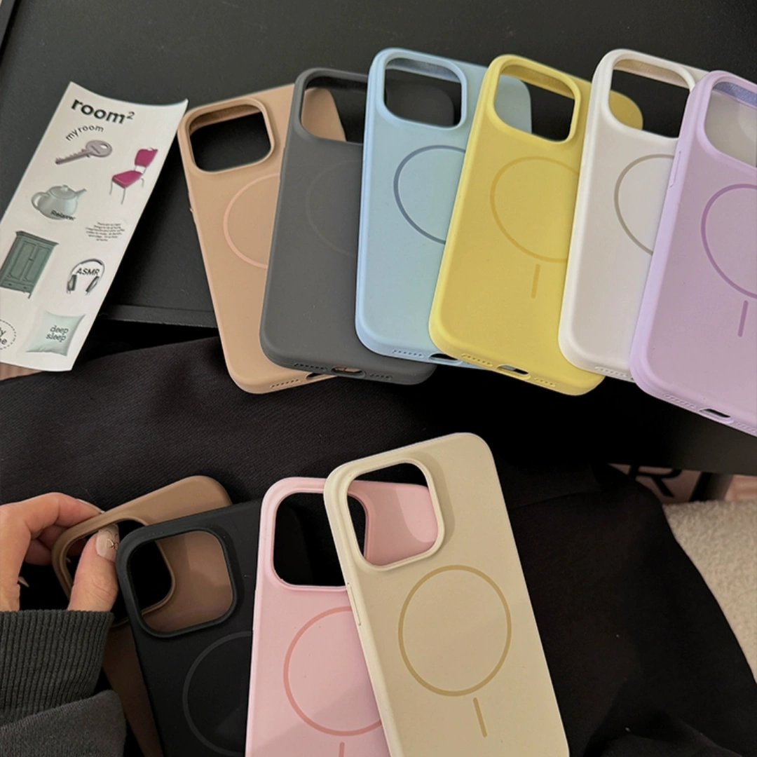 Ameigas MagSafe Liquid Silicone iPhone Case – Solid Color, Slim Shockproof Soft Cover