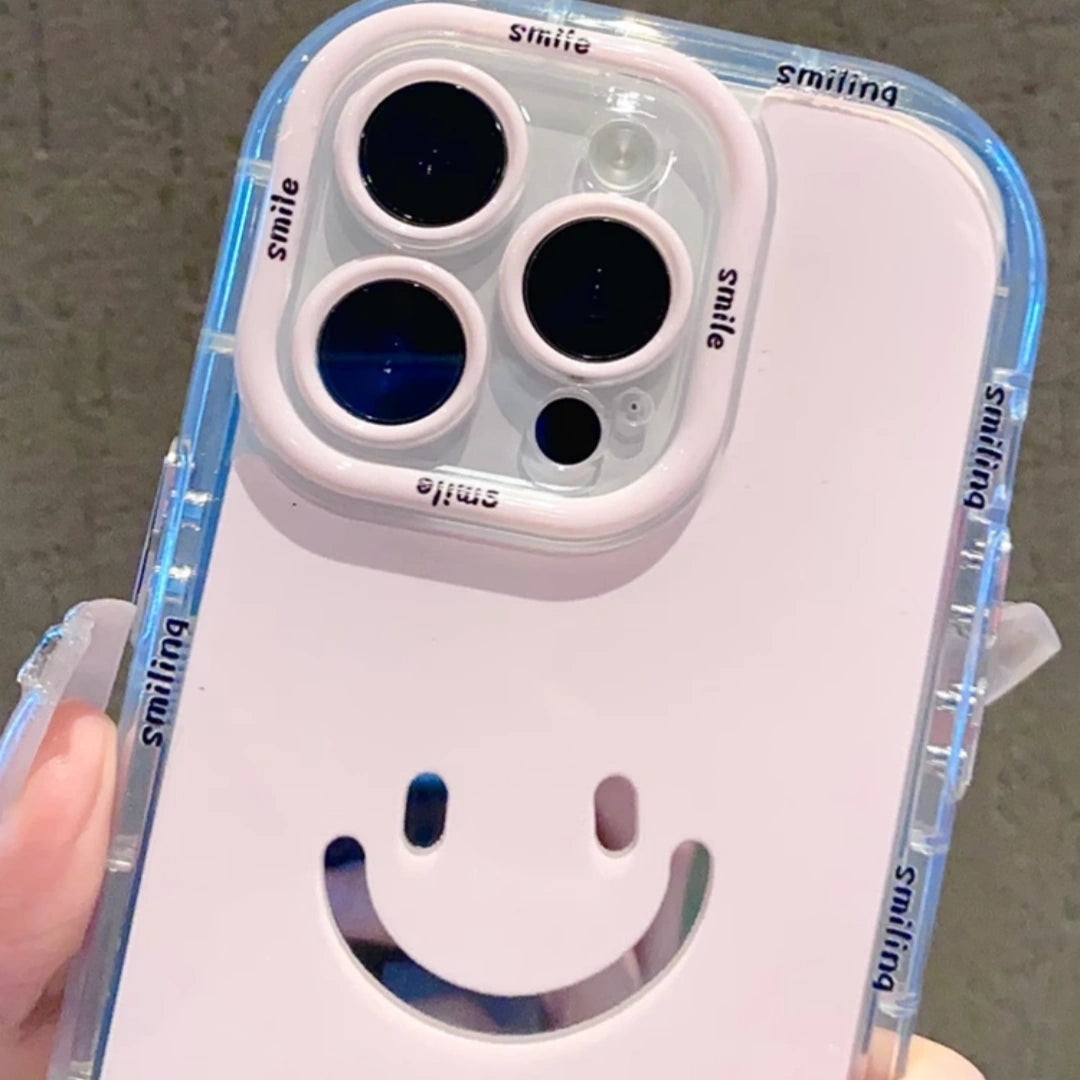 Ameigas Pink Smiley iPhone 17 Pro Max Case – Cute Silicone Protective Cover, Full Body Shockproof, Creative Ins Style