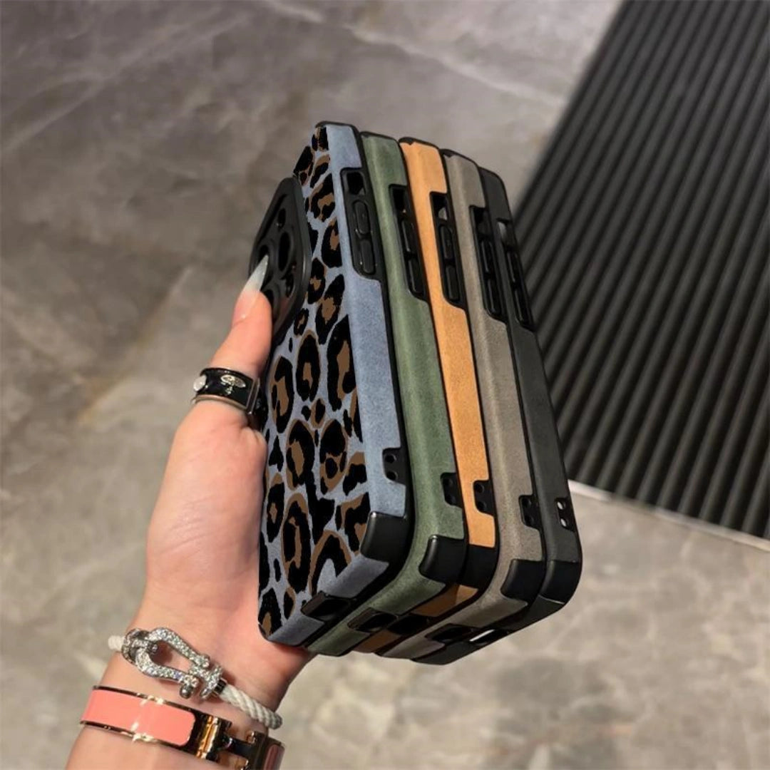 Ameigas Suede Leopard Case — Trendy TPU Textured Protective Cover