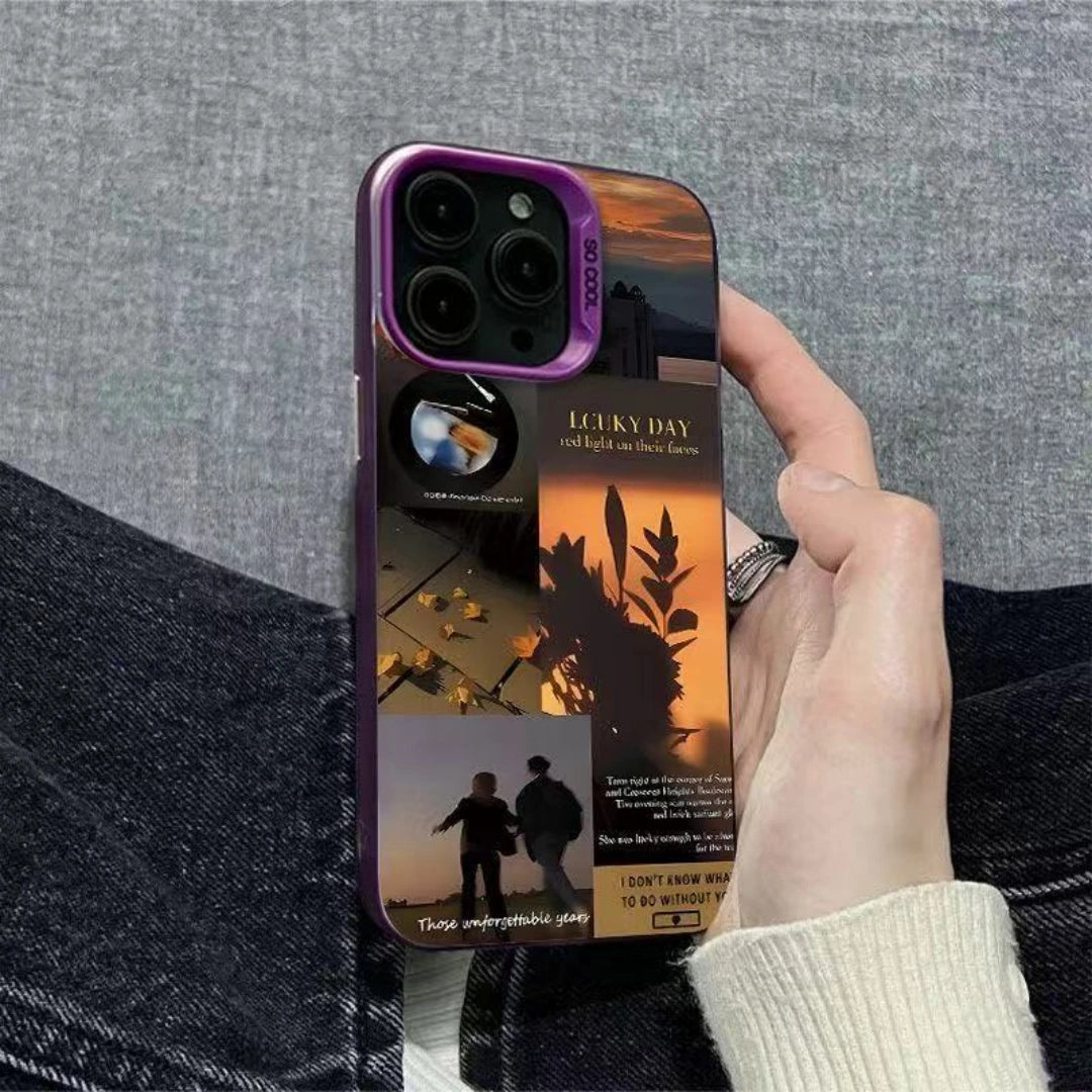 Ameigas Sunset Lovers Electroplated iPhone Case for iPhone 17 Pro Max