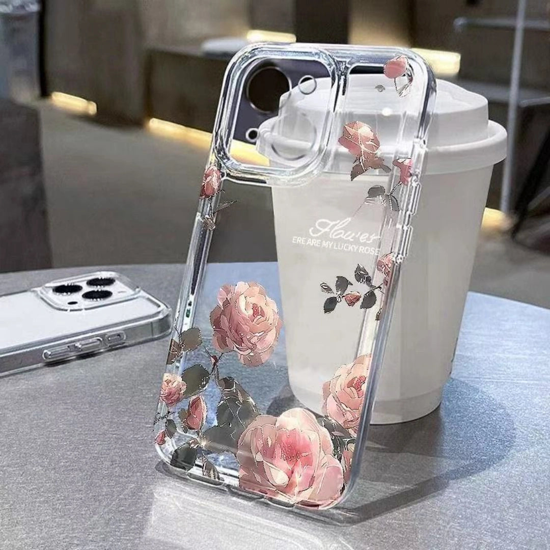 Ameigas Surrounding Rose Clear TPU Shockproof iPhone Case for iPhone 17 Pro Max