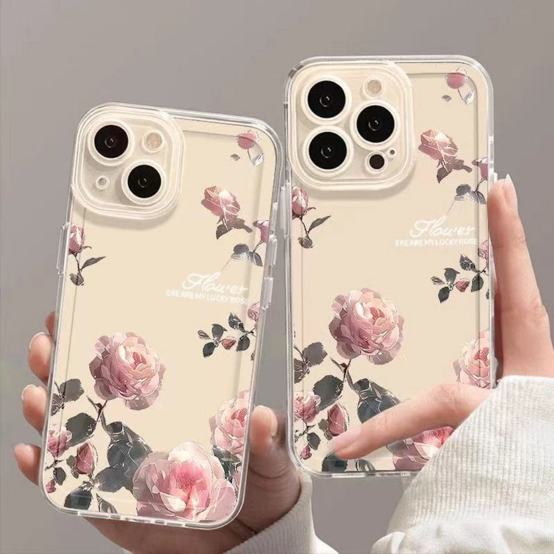 Ameigas Surrounding Rose Clear TPU Shockproof iPhone Case for iPhone 17 Pro Max