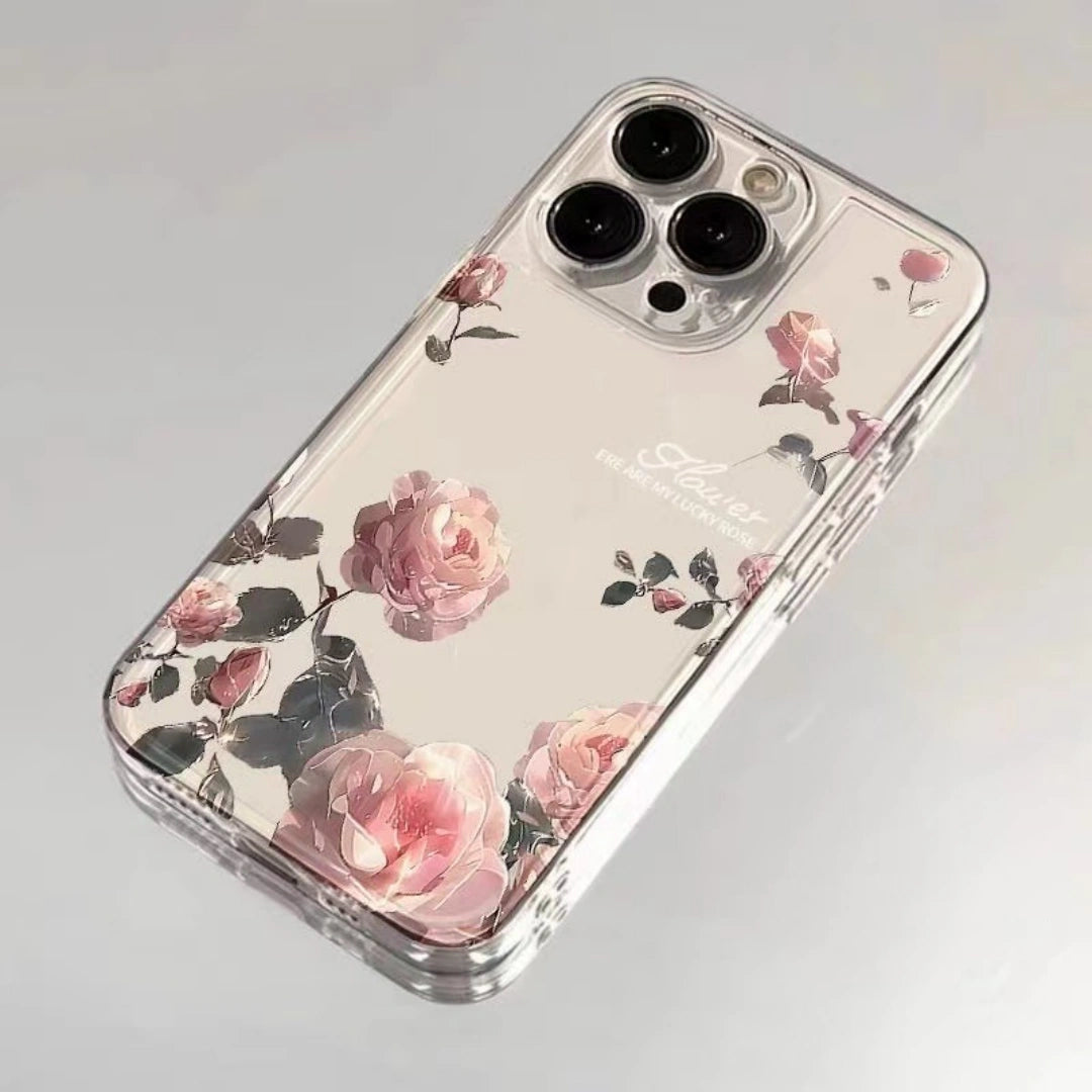 Ameigas Surrounding Rose Clear TPU Shockproof iPhone Case for iPhone 17 Pro Max