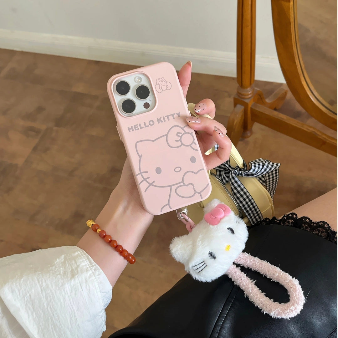 Ameigas Sweetheart Cat Liquid Silicone iPhone Case – Minimalist Heart & Kitty Design, Soft Shockproof Cover for Women