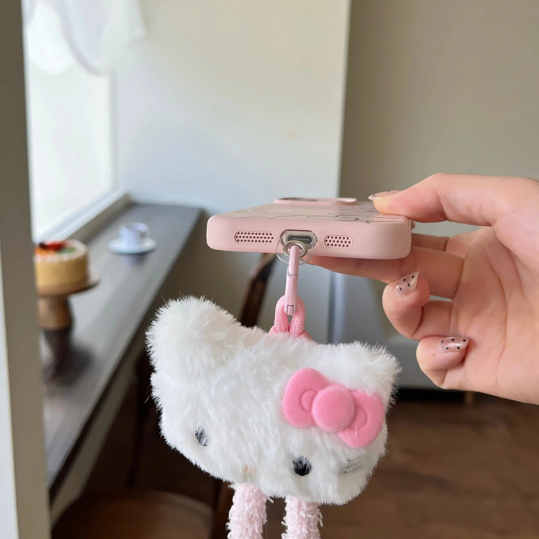 Ameigas Sweetheart Cat Liquid Silicone iPhone Case – Minimalist Heart & Kitty Design, Soft Shockproof Cover for Women