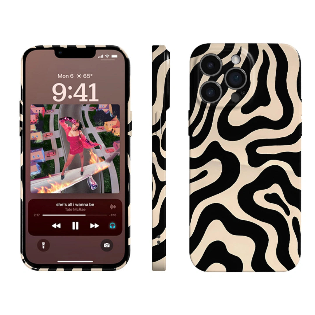 Ameigas Trendy Art Line iPhone 17 Pro Max Case – Minimalist Film Hard Cover for iPhone 16, 15, 14 | Full Protection & Stylish Design