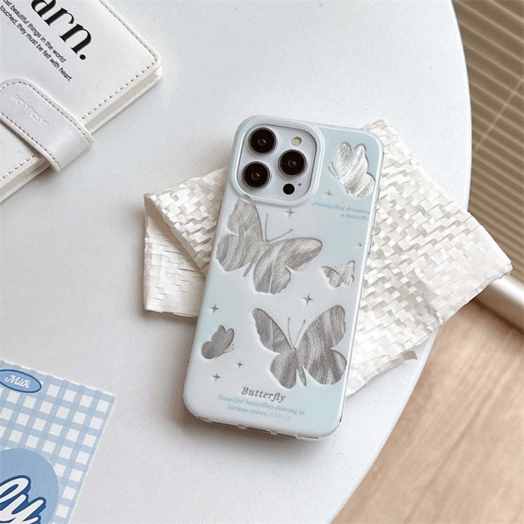 Ameigas Trendy Laser Butterfly iPhone Case – INS Korean Style Protective Cover for iPhone 12–17 Pro Max