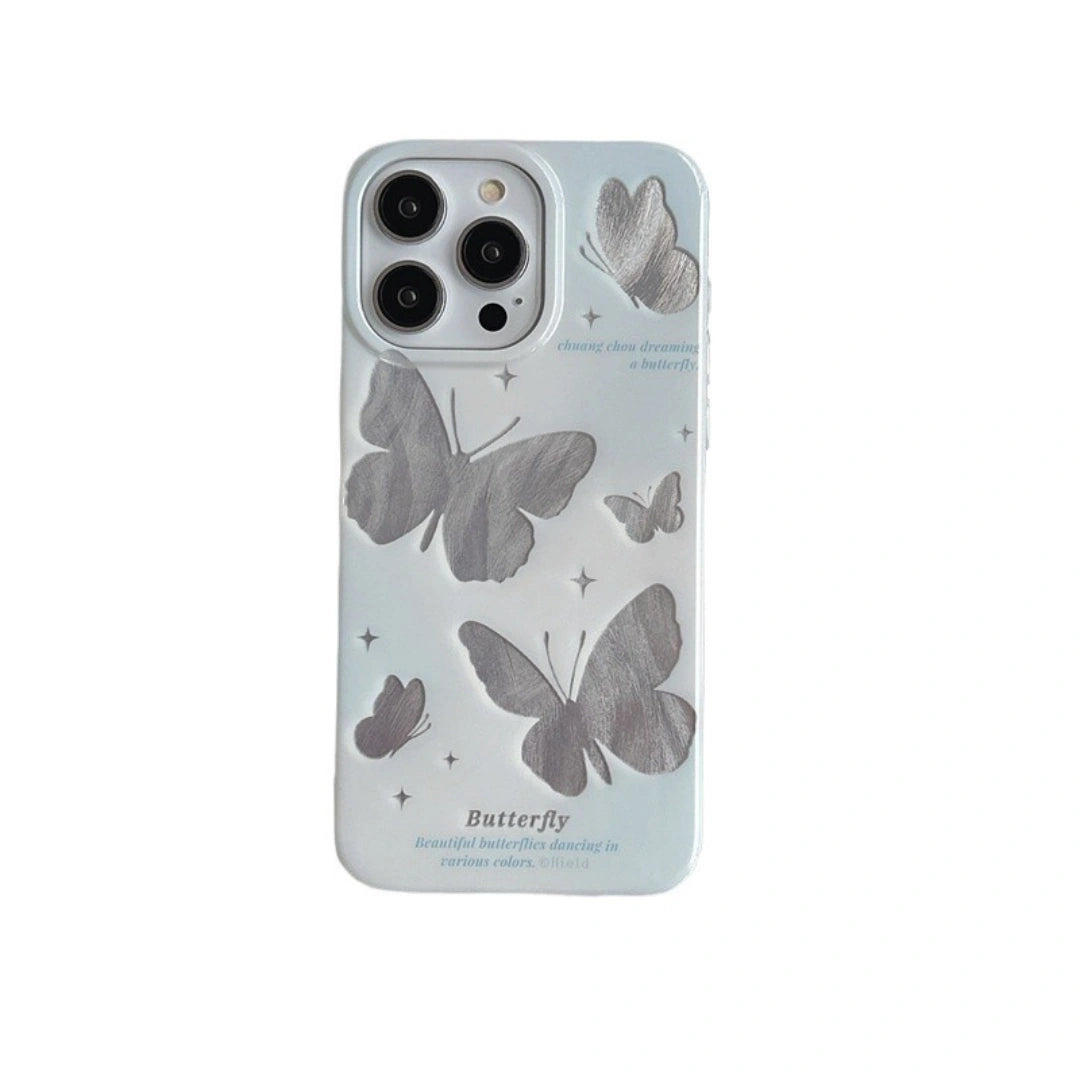 Ameigas Trendy Laser Butterfly iPhone Case – INS Korean Style Protective Cover for iPhone 12–17 Pro Max