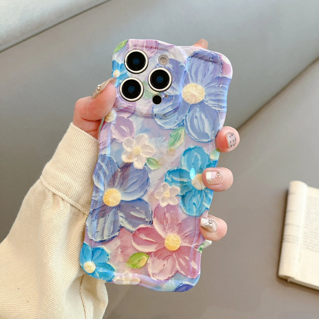 Ameigas Twisted Floral Blue Glow Soft Phone Case