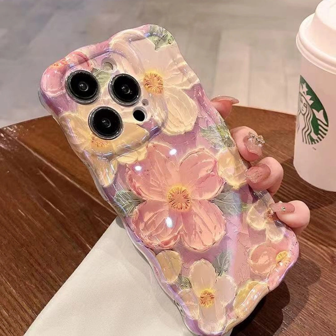 Ameigas Twisted Floral Blue Glow Soft Phone Case