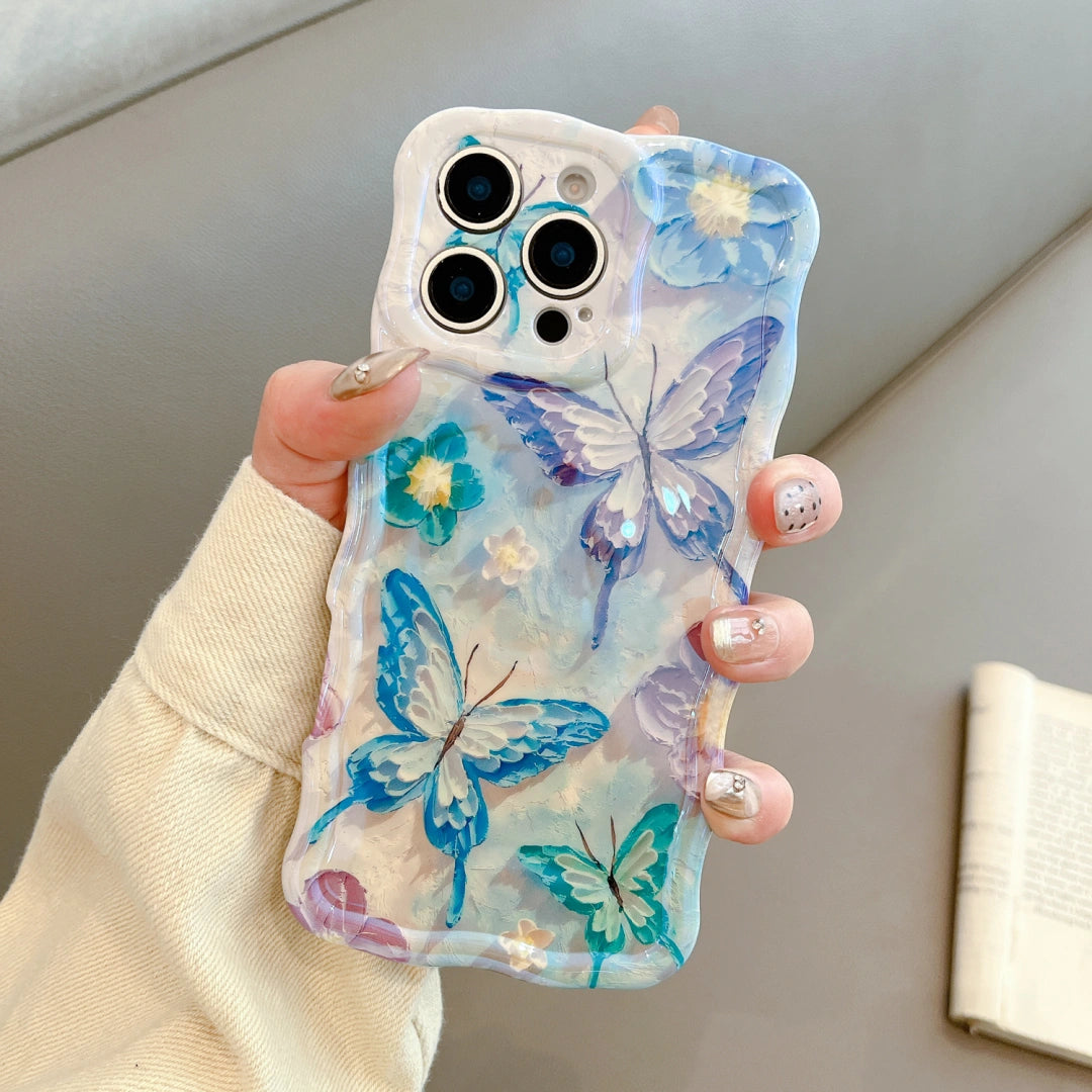 Ameigas Twisted Floral Blue Glow Soft Phone Case