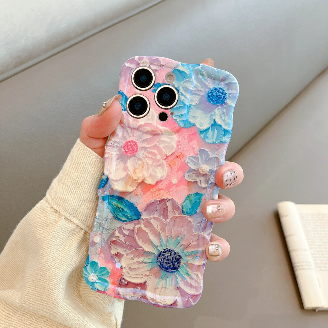 Ameigas Twisted Floral Blue Glow Soft Phone Case