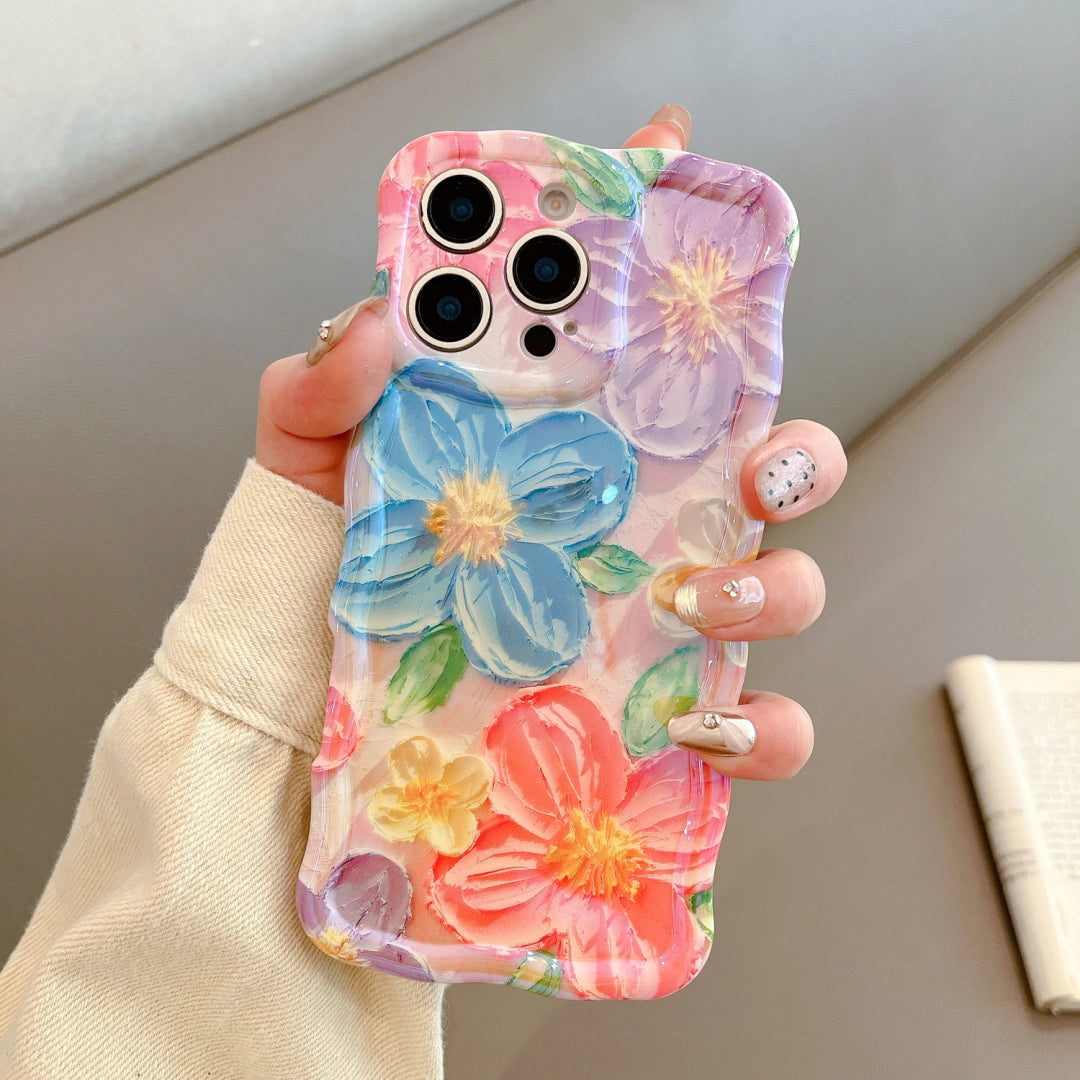 Ameigas Twisted Floral Blue Glow Soft Phone Case
