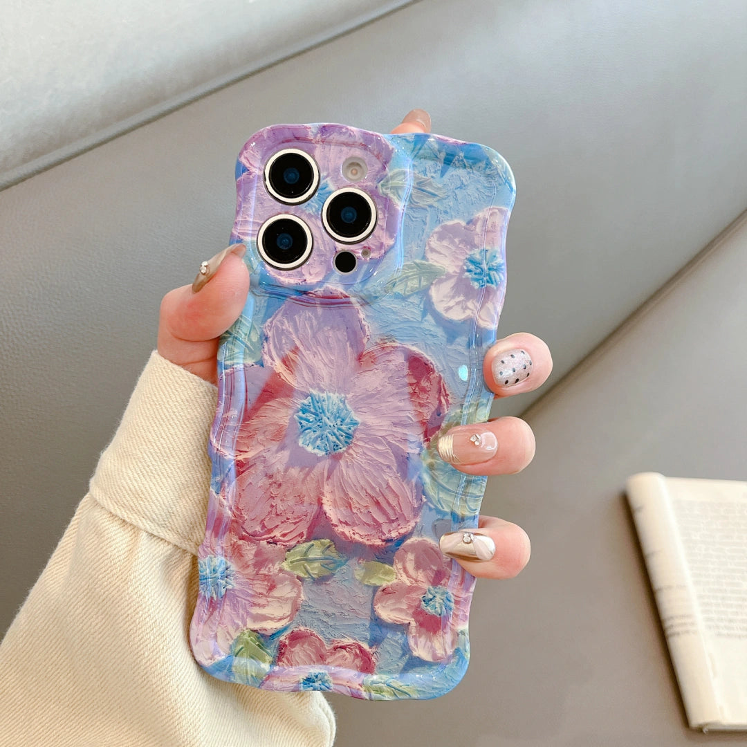 Ameigas Twisted Floral Blue Glow Soft Phone Case