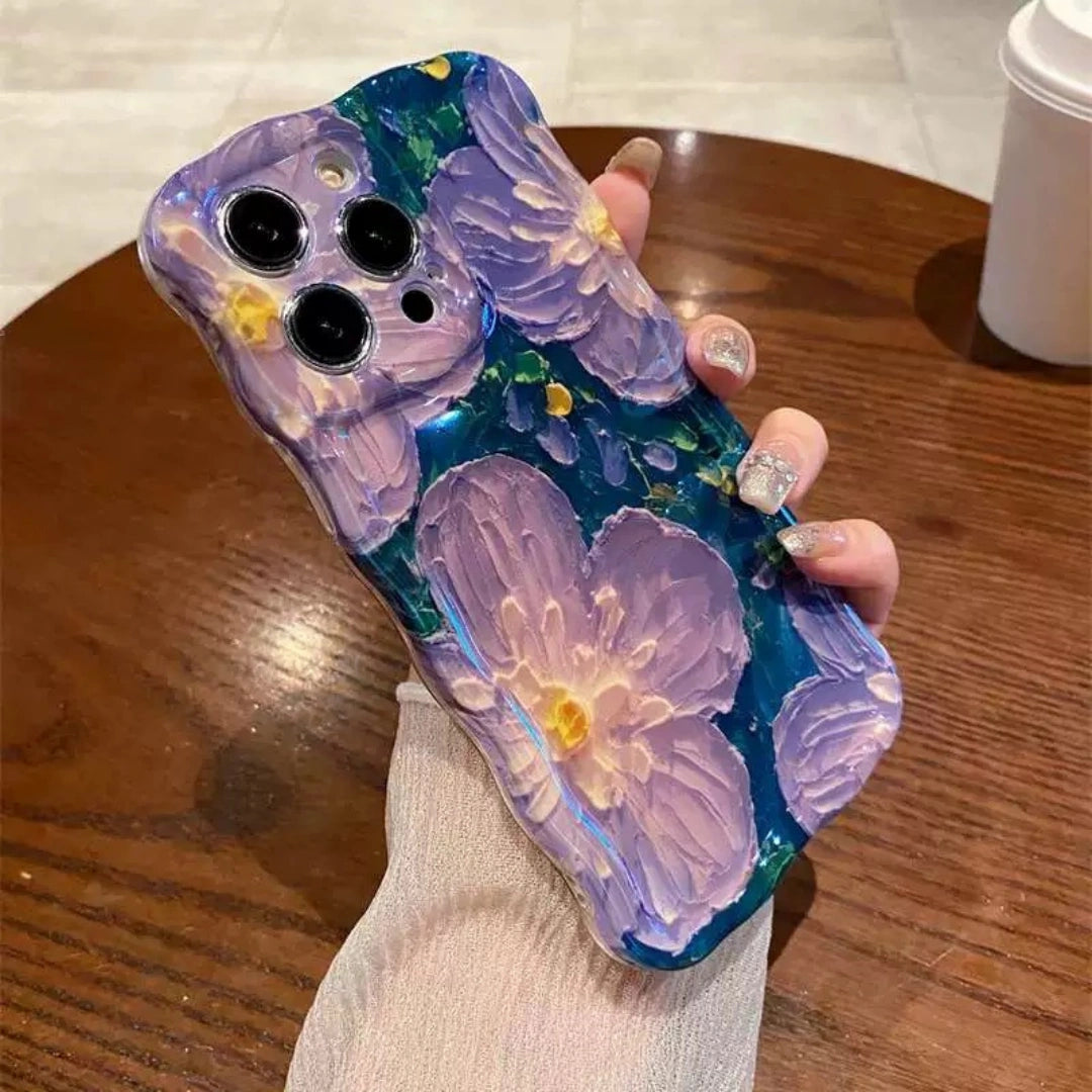 Ameigas Twisted Floral Blue Glow Soft Phone Case