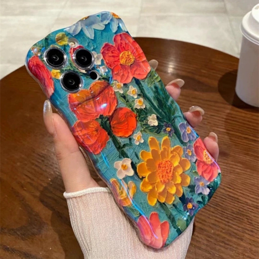 Ameigas Twisted Floral Blue Glow Soft Phone Case
