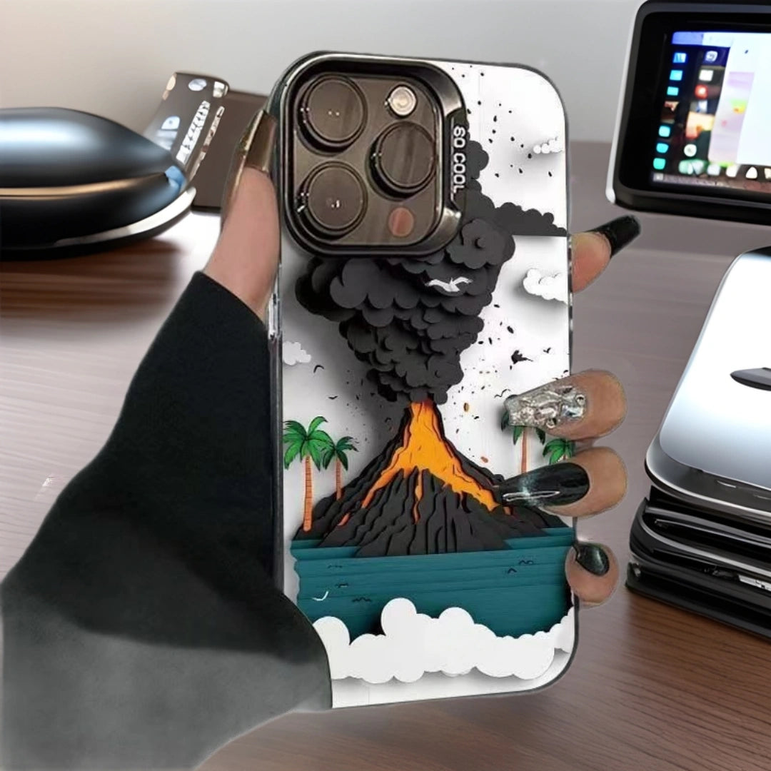 Ameigas Volcano Eruption Electroplated iPhone Case for iPhone 17 Pro Max