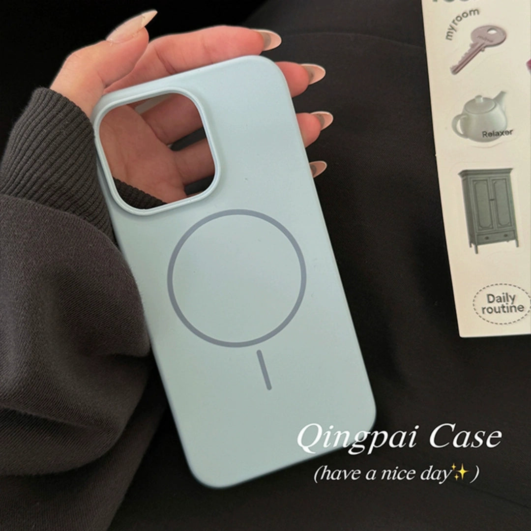 Ameigas MagSafe Liquid Silicone iPhone Case – Solid Color, Slim Shockproof Soft Cover