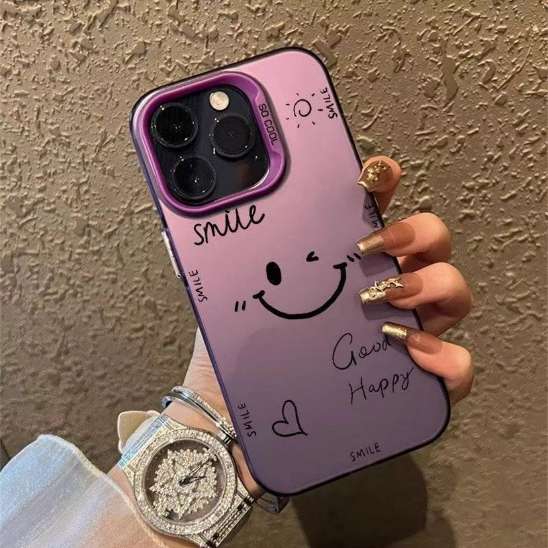 Ameigas Minimalist Smiley Face Electroplated iPhone Case for iPhone 17 Pro Max