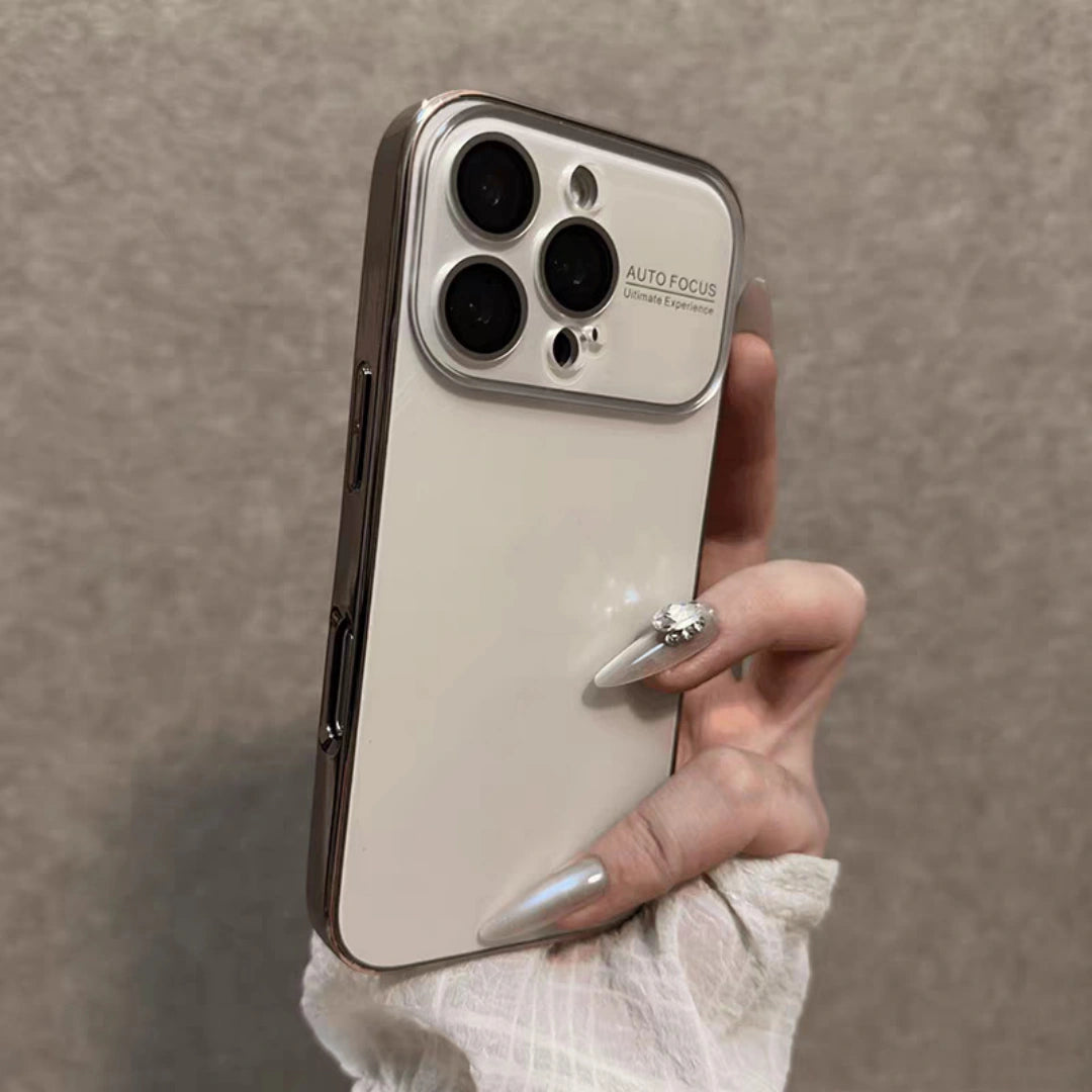 Ameigas Minimalist iPhone 17 Pro Case – PC Hard Shell with Electroplated Lens & Large Window, Anti-Fingerprint