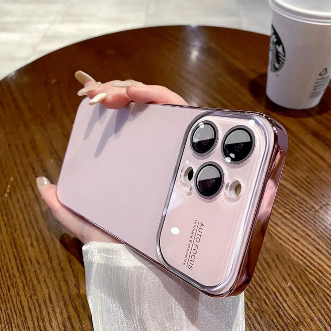 Ameigas Minimalist iPhone 17 Pro Case – PC Hard Shell with Electroplated Lens & Large Window, Anti-Fingerprint