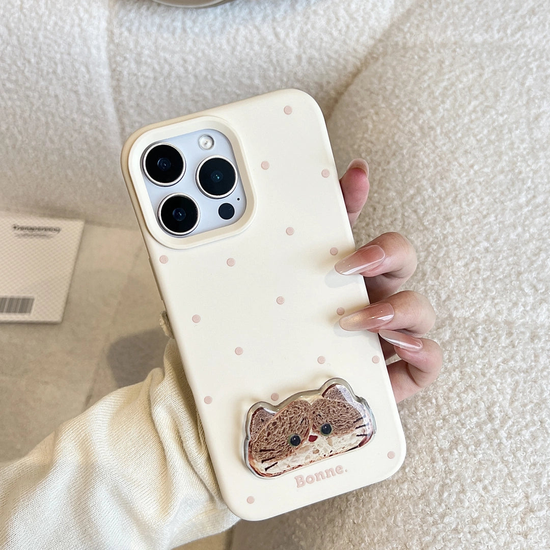 Ameigas Korean INS-Style Cute Pet iPhone Case – Polka Dot Soft Cover with Stand