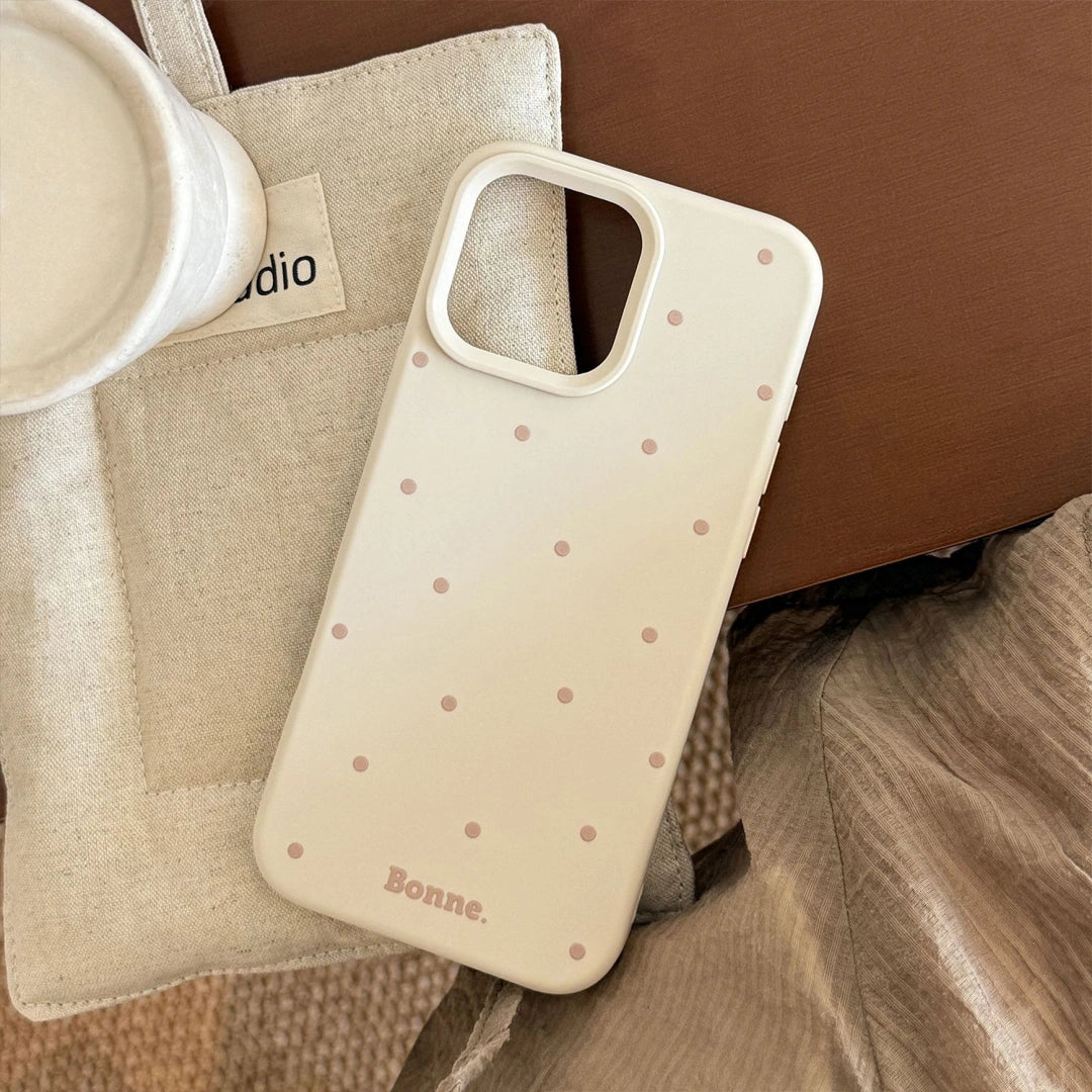 Ameigas Korean INS-Style Cute Pet iPhone Case – Polka Dot Soft Cover with Stand