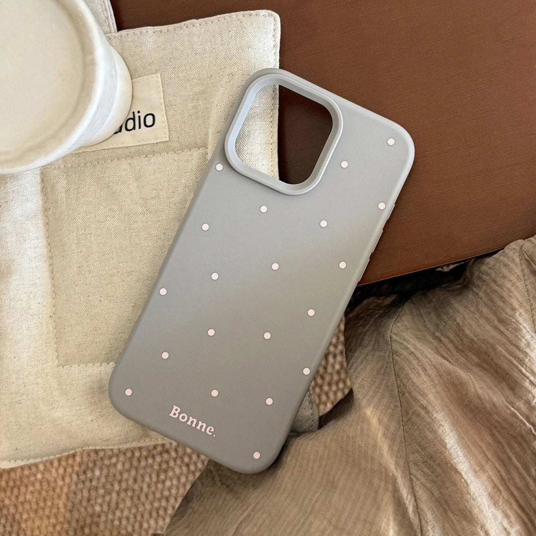 Ameigas Korean INS-Style Cute Pet iPhone Case – Polka Dot Soft Cover with Stand