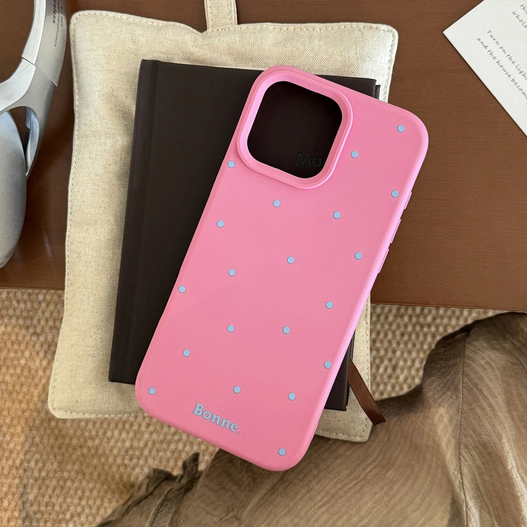 Ameigas Korean INS-Style Cute Pet iPhone Case – Polka Dot Soft Cover with Stand