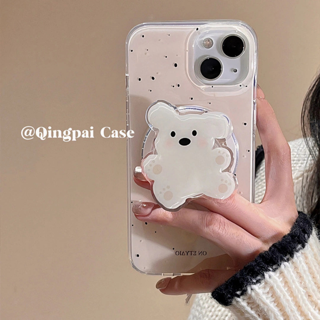 Ameigas Trendy Dog iPhone Case – Korean INS Style with MagSafe Stand, Full Protection for iPhone