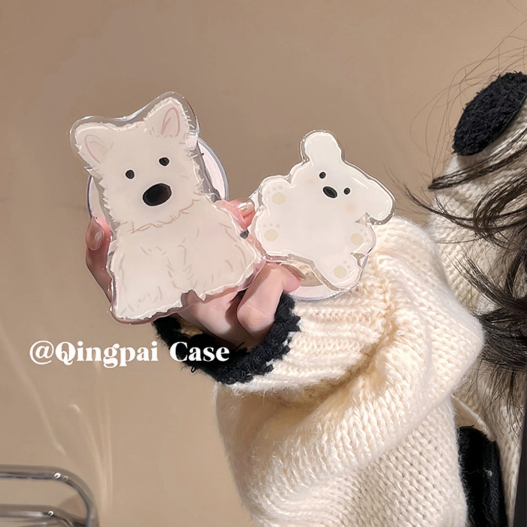 Ameigas Trendy Dog iPhone Case – Korean INS Style with MagSafe Stand, Full Protection for iPhone