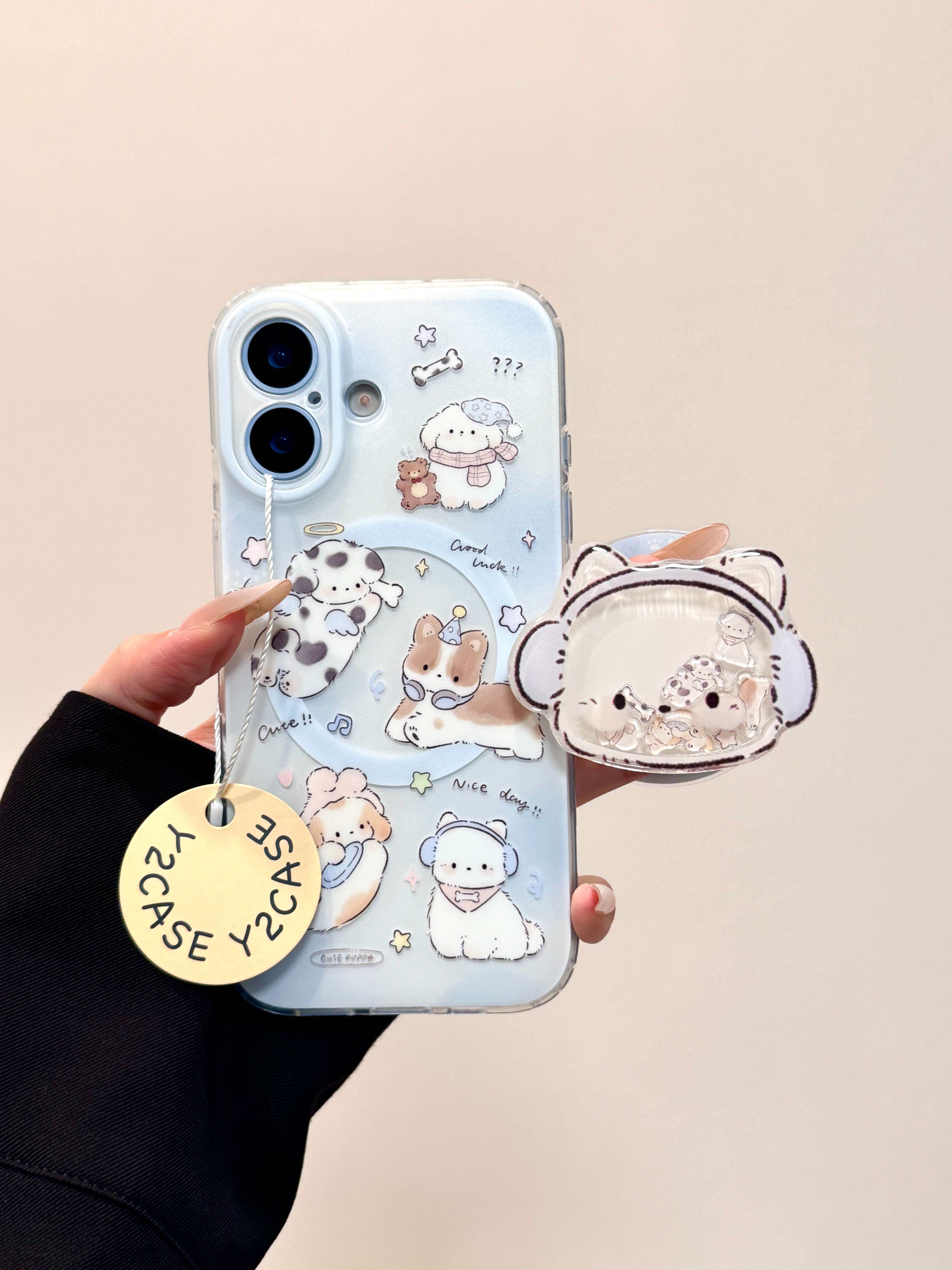 Ameigas Wobble Kitten Case - Super Cute Cartoon Cat with Magnetic Spring & Pop Out Stand