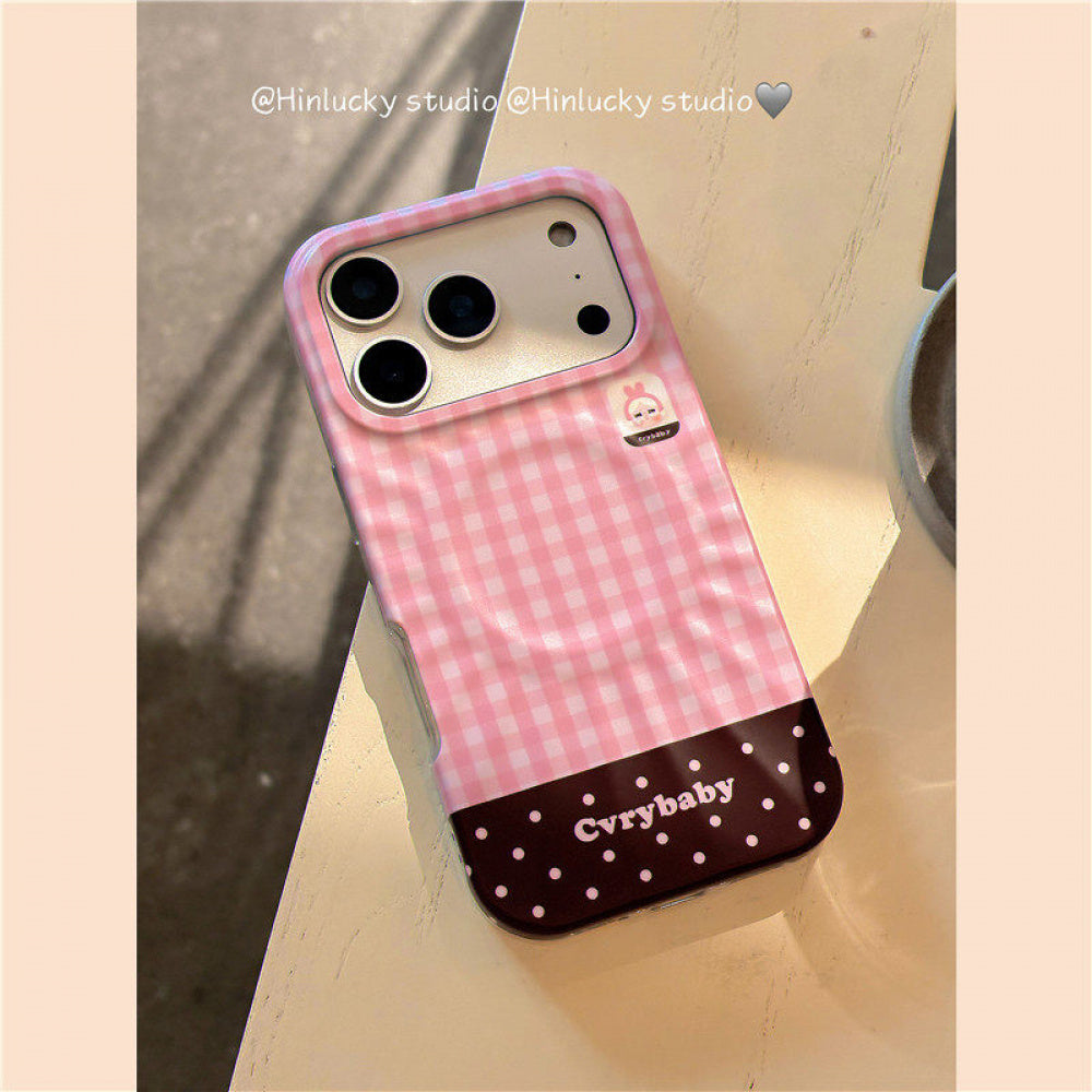 Ameigas Playful Cartoon Plaid Polka Chick & Bunny Magnetic Stand Phone Case