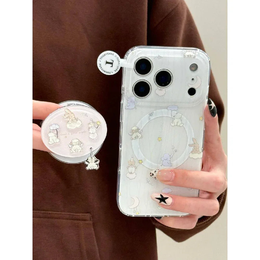 Ameigas Animal Nightcap Case - Cute Sleeping Animal Print with Magnetic Kickstand & Dual-Layer Armor - Ameigas