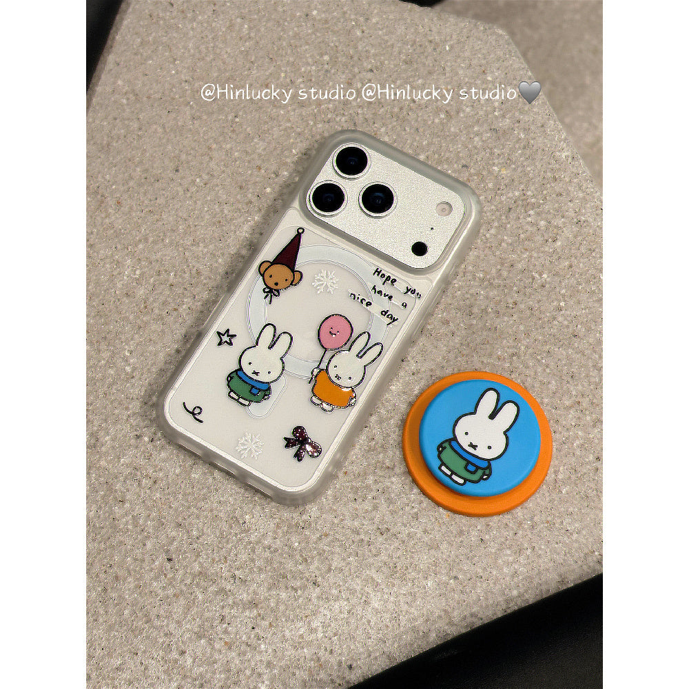 Ameigas Miffy-Inspired Stand Case - Japanese Korean Cute Bunny MagSafe Cover