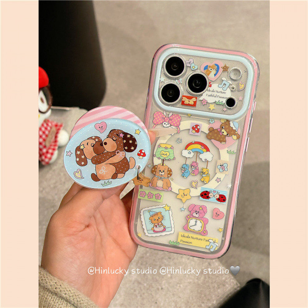 Ameigas Playful Pup Deco Case - Mix & Match Puppy Stickers with MagSafe Stand