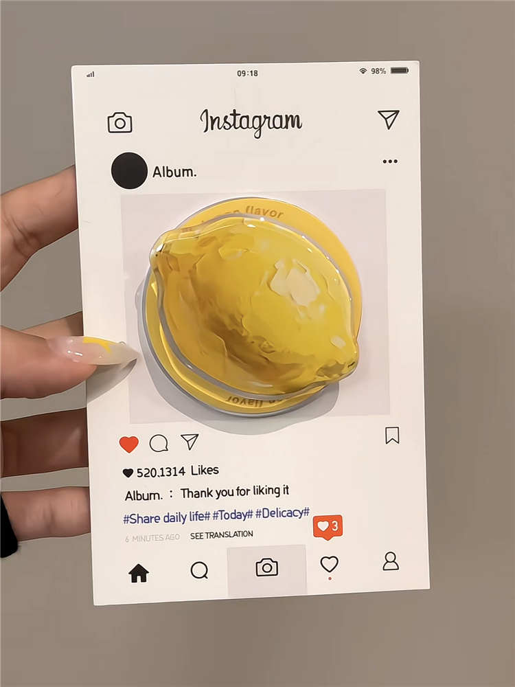 Ameigas Summer Canvas Case - Oil Paint Lemon & Magnetic Stand Acrylic Cover