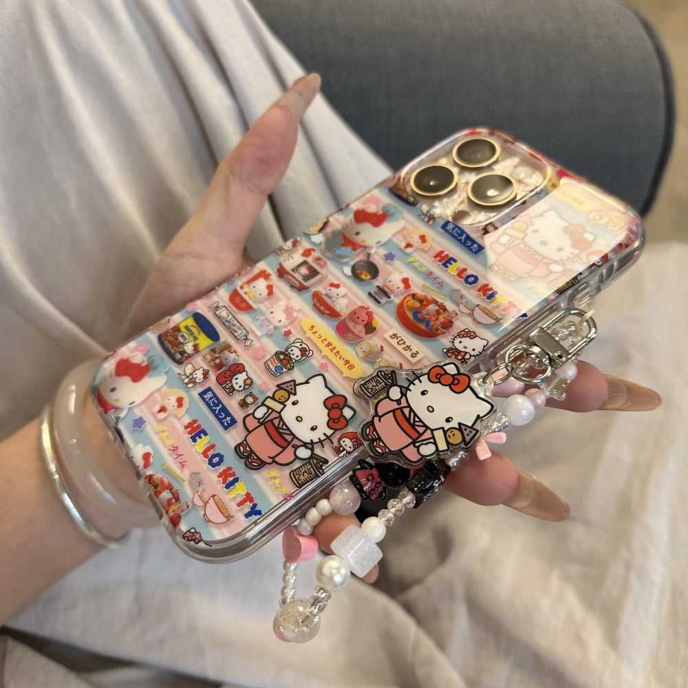 Ameigas Sushi Kitty Case - Glittery Sushi & Kimono Design with Detachable Charm