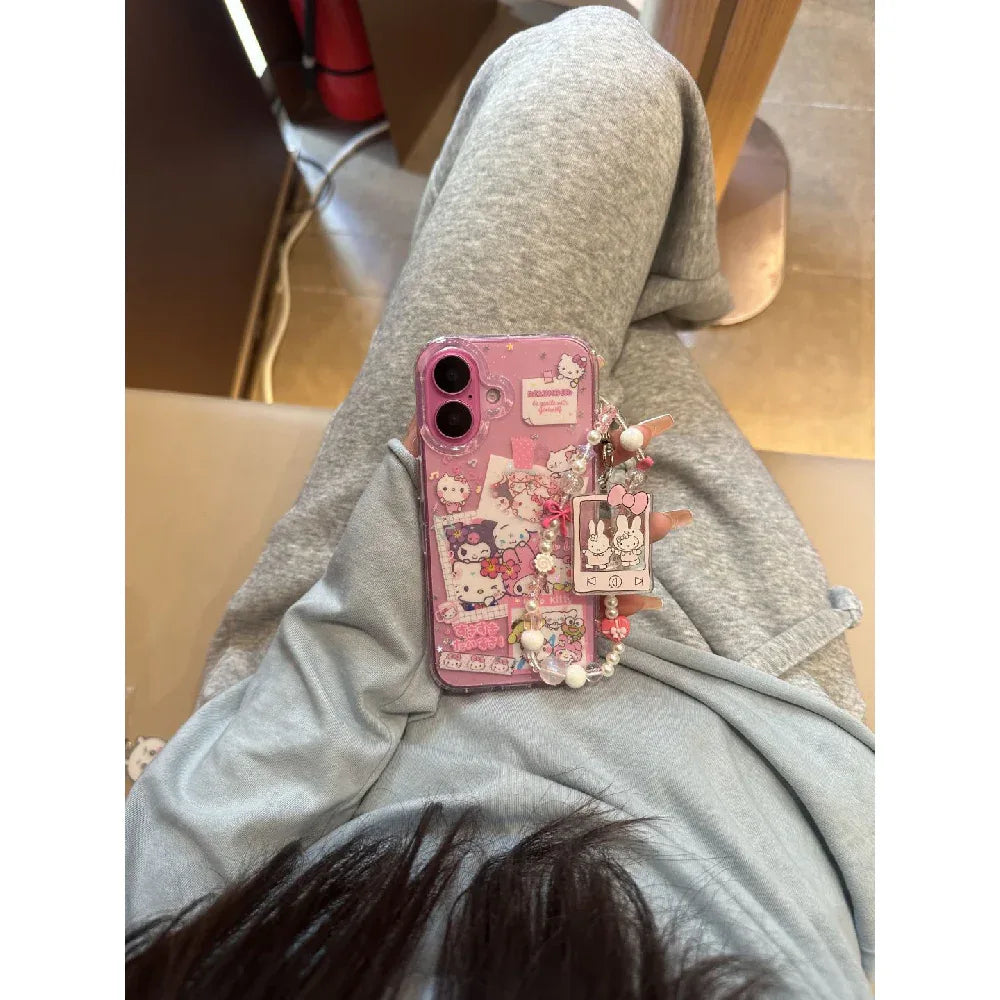 Ameigas Cute Pink Sanrio Cat Chain Phone Case - Ameigas