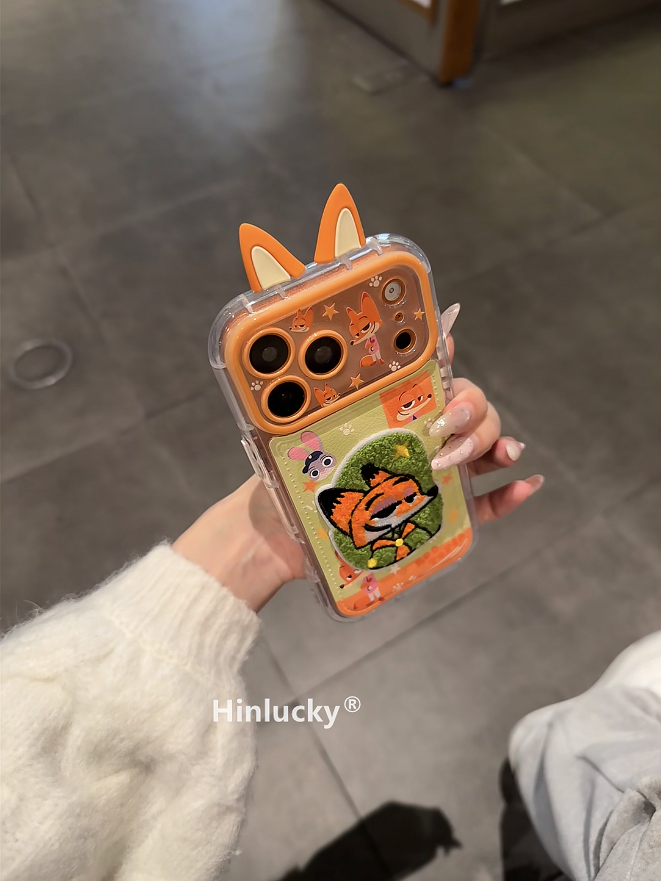 Ameigas Urban Duo Pop Case - 3D Ears Fox & Bunny Embroidery Cover for iPhone