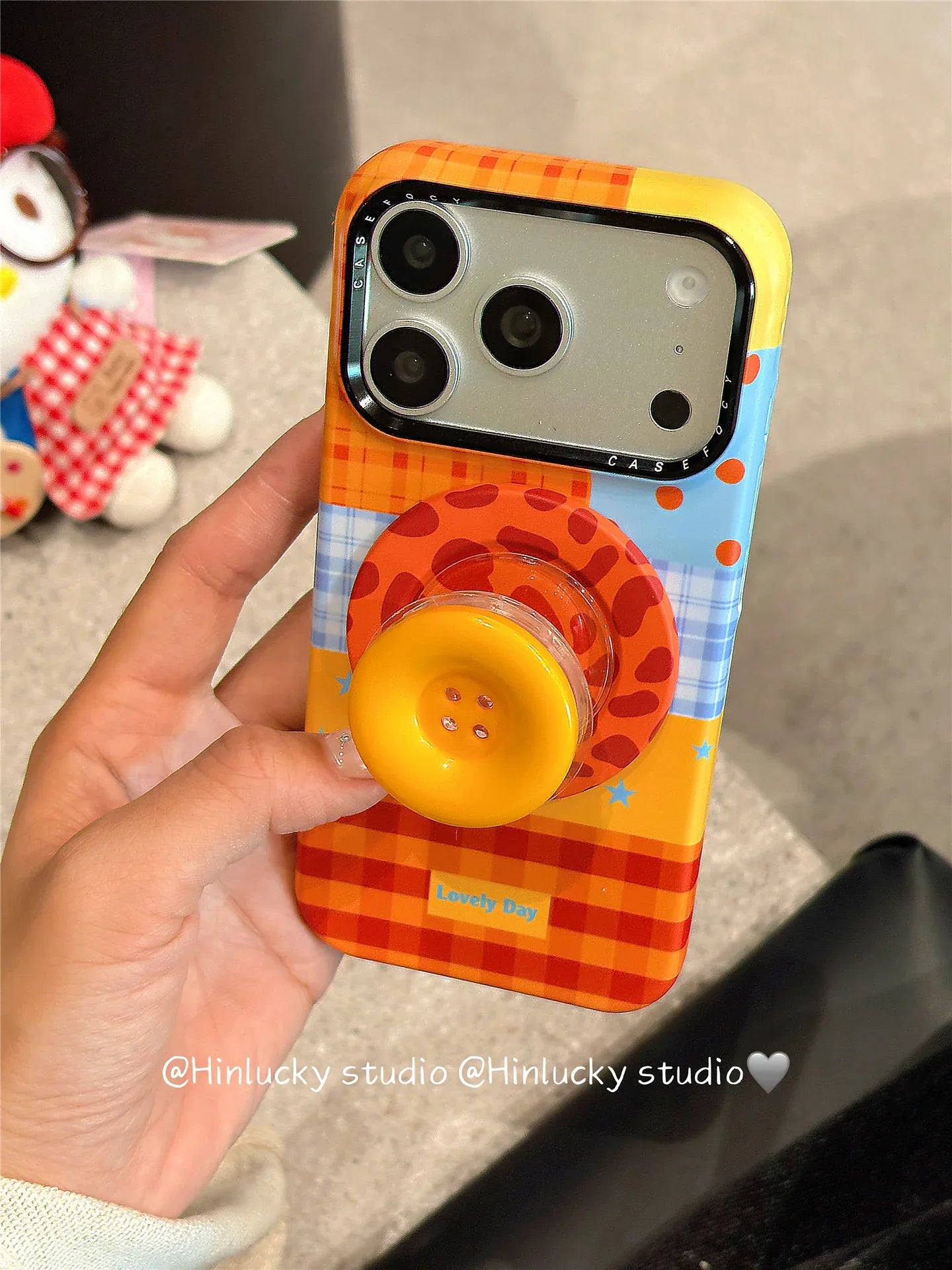 Ameigas Colorful Plaid Button Magnetic Stand Protective Case - Ameigas