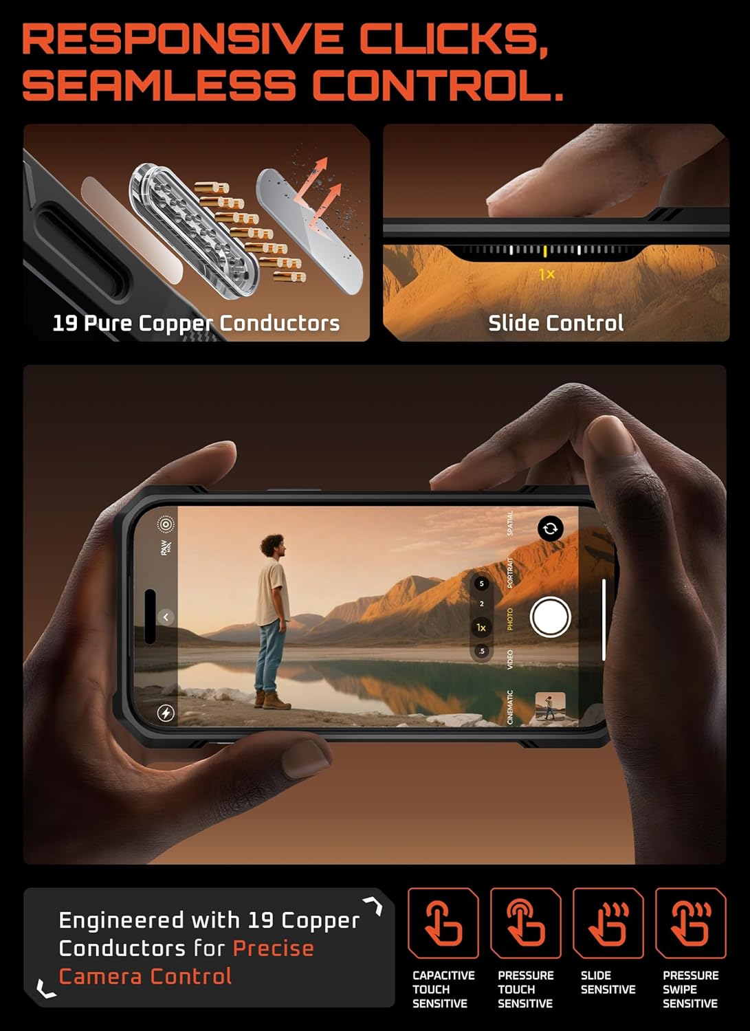 Ameigas Rugged Magnetic Phone Case with Kickstand & Camera Cover